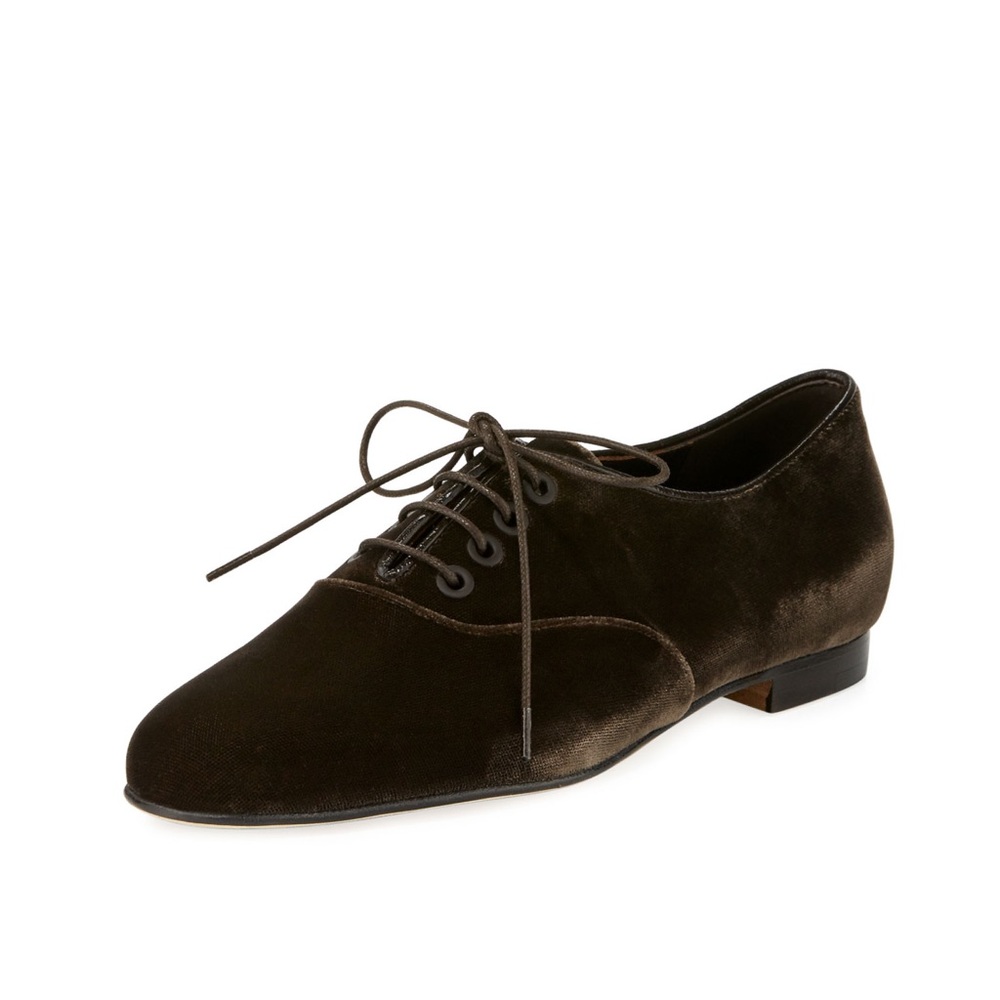 Manolo Blahnik Brown Velvet Flats